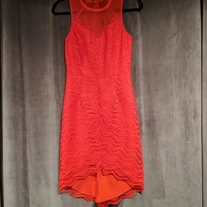 Hi-Low Coral Orange Lace Dress